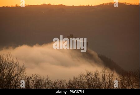 Chateau de Najac al tramonto Foto Stock