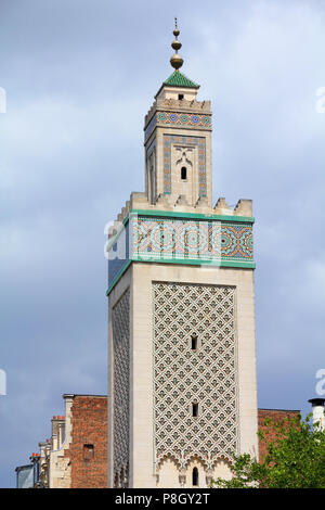 Parigi, Francia - il famoso Gran moschea nel Quartiere Latino. UNESCO - Sito Patrimonio dell'umanità. Foto Stock