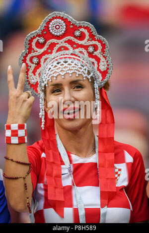 Luglio 10, 2018: croato della ventola al Luzhniki Stadium durante la semi finale tra Inghilterra e Croazia durante il 2018 Coppa del mondo. Ulrik Pedersen/CSM Foto Stock