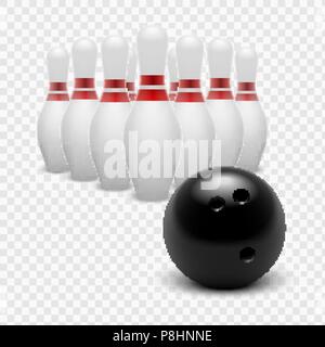 Stock illustrazione vettoriale palla da bowling e birilli. Isolato su uno sfondo trasparente. EPS 10 Illustrazione Vettoriale