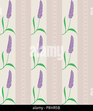 Vettore di Seamless pattern di lavanda isolati su sfondo bianco Illustrazione Vettoriale