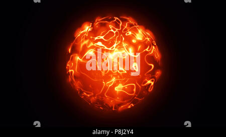 3d illustrazione di astratta fiery isolato rosso e arancione orb magico Foto Stock
