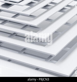 Abstract sfondo con quadrato bianco strati, 3D illustrazione Foto Stock