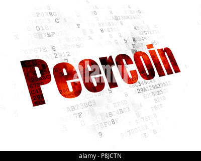 Concetto Blockchain: Peercoin su sfondo digitale Foto Stock