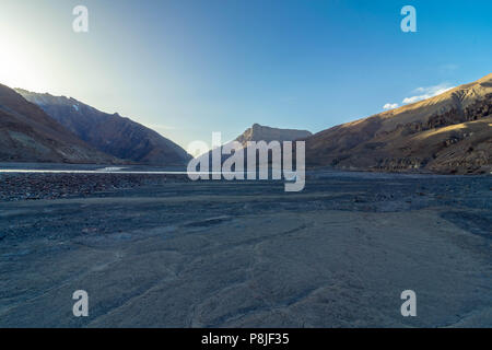 Tramonto - Dhankar Village, Spiti Valley, Himachal Foto Stock