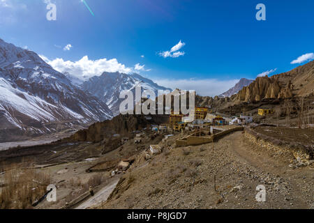 Villaggio Dhankar, inverno Spiti, Himachal Foto Stock