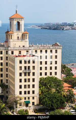 Lo storico Hotel Nacional de Cuba situato sulla MalecÃ³n nel mezzo del Vedado, Cuba Foto Stock