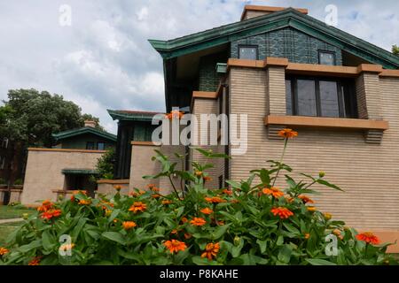 Questo raffinato esempio di Frank Lloyd Wright prairie architettura di stile è stato commissionato dalla ricca vedova, Susan Lawrence Dana nel 1902 ed è una delle principali t Foto Stock