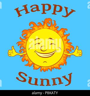 Cartoon Happy Sun Illustrazione Vettoriale