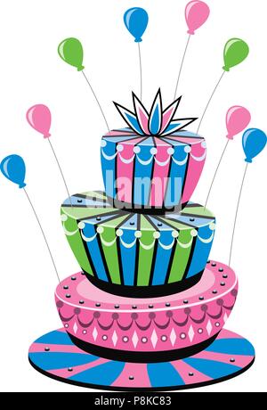 Vector colorati torta di compleanno Illustrazione Vettoriale