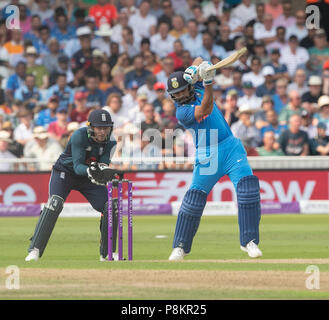 Nottingham, Regno Unito. 12 luglio 2018, Royal London, una giornata internazionale, Inghilterra v India, Trent Bridge, Rohit Sharma in azione per India Credito: David Kissman/Alamy Live News Foto Stock