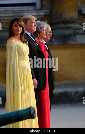 Oxfordshire, Regno Unito. 12 Luglio, 2018. Il Palazzo di Blenheim, UK. 12 luglio 2018. Il primo ministro Theresa Maggio del Regno Unito ospita presidente Donald Trump degli Stati Uniti d'America presso il Palazzo di Blenheim Credito: Rachel Megawhat/Alamy Live News Credito: Rachel Megawhat/Alamy Live News Foto Stock