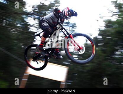 Vallnord, Andorra. 12 luglio 2018. In discesa sua inquietudine Sessione di formazione, UCI, Moutain Bike World Cup , Vallnord Andorra. 12/07/2018 Credit: Joma/Alamy Live News Foto Stock