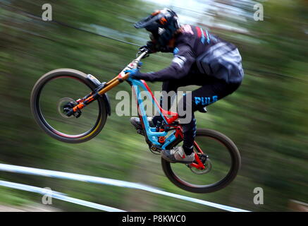 Vallnord, Andorra. 12 luglio 2018. In discesa sua inquietudine Sessione di formazione, UCI, Moutain Bike World Cup , Vallnord Andorra. 12/07/2018 Credit: Joma/Alamy Live News Foto Stock