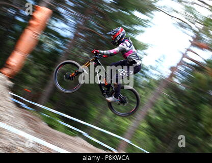 Vallnord, Andorra. 12 luglio 2018. In discesa sua inquietudine Sessione di formazione, UCI, Moutain Bike World Cup , Vallnord Andorra. 12/07/2018 Credit: Joma/Alamy Live News Foto Stock