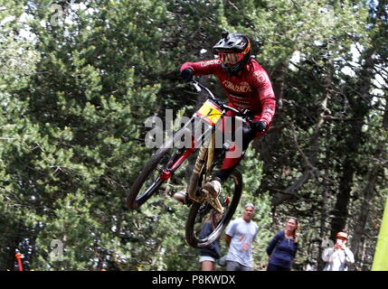 Vallnord, Andorra. 12 luglio 2018. In discesa sua inquietudine Sessione di formazione, UCI, Moutain Bike World Cup , Vallnord Andorra. 12/07/2018 Credit: Joma/Alamy Live News Foto Stock