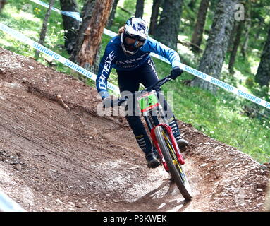 Vallnord, Andorra. 12 luglio 2018. In discesa sua inquietudine Sessione di formazione, UCI, Moutain Bike World Cup , Vallnord Andorra. 12/07/2018 Credit: Joma/Alamy Live News Foto Stock