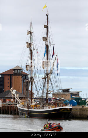 Sunderland, Regno Unito. 12 Luglio, 2018. Nave ormeggiata sul fiume usura durante la Tall Ships Race a Sunderland nel nord-est dell'Inghilterra. La tall ships sarà a Sunderland dal 11 al 14 luglio prima della partenza per la prima tappa del 2018 Tall Ships Race, a Ebsjerg in Danimarca. Credito: Stuart Forster/Alamy Live News Foto Stock