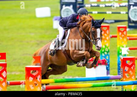 Fontainebleu, Francia. 12 Luglio, 2018. Amy Inglis Auguri di equitazione. GBR. 2° concorso. Giovani Piloti. 1,50m. Longines Europeo FEI YR J CH campionato. Showjumping. Le Grand Parquet. Fontainebleu. La Francia. 12/07/2018. Credito: Sport In immagini/Alamy Live News Foto Stock