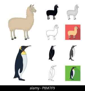 Diversi animali cartoon,Black,appartamento,monocromatico, delineare le icone nella raccolta di set per il design. Bird, predator e erbivoro simbolo vettore illustra stock Illustrazione Vettoriale