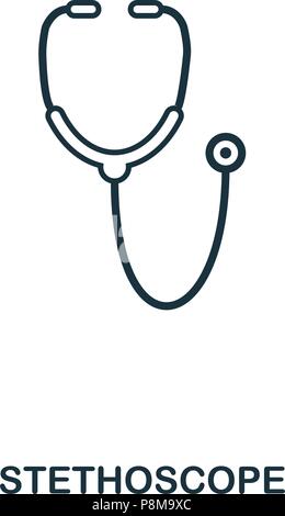 Icona dello stetoscopio. Profilo di icona di stile design. UI. Illustrazione dell'icona dello stetoscopio. Pittogramma isolato su bianco. Pronto per l'uso nella progettazione web, applicazioni soft Illustrazione Vettoriale