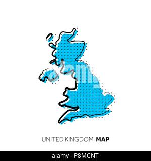 Regno Unito vettore mappa del paese. Mappa delineare con punti. Illustrazione Vettoriale