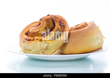 Panini in forma di rullo con salsiccia e ripieno Foto Stock