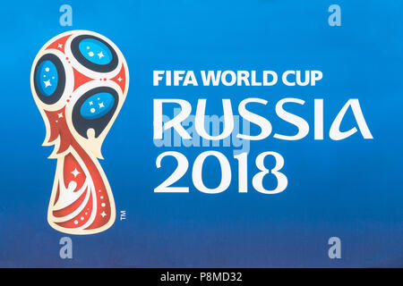 SAMARA, RUSSIA - circa giugno, 2018: Banner della Coppa del Mondo FIFA 2018 Foto Stock