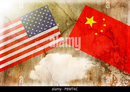 Stati Uniti d'America contro la Cina. Commercio il concetto di guerra Foto Stock