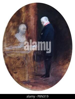 " Il Duca di Wellington che guardando il busto di Napoleone', del xix secolo. Artista: Charles Robert Leslie. Foto Stock