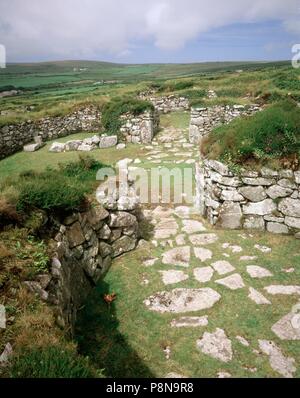 Chysauster Ancient Village, Cornwall, C1980-c2017. Artista: Storico Inghilterra fotografo personale. Foto Stock