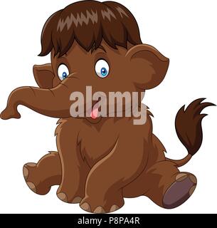 Cartoon mammoth seduta Illustrazione Vettoriale