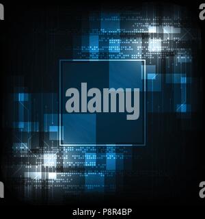 La geometria in concetto tecnologico su uno sfondo blu scuro. Illustrazione Vettoriale