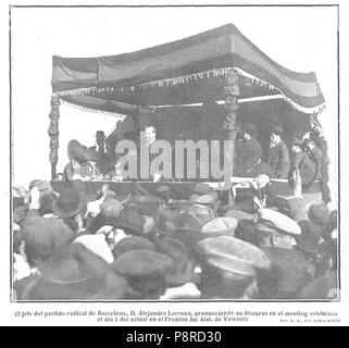 33 Alejandro Lerroux en onu celebrado mitin en el Frontón Jai Alai de Valencia, de Gómez Durán, Nuevo Mundo, 05-01-1911 Foto Stock