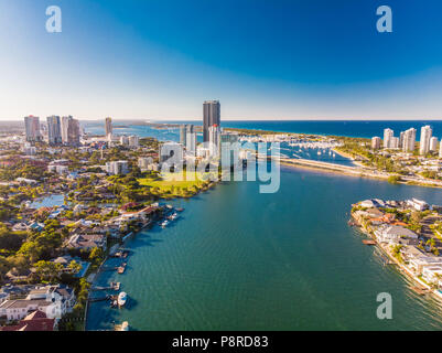 Vista aerea di Southport sulla Gold Coast, Queendsland, Austral Foto Stock