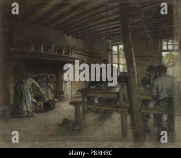 19 2017-02 Léon Lhermitte Augustin - Le repas des ouvriers à la Ferme Foto Stock