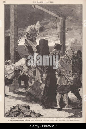 10 1880-12-18, Le Monde illustré, Russie, Saint-Pétersbourg, Exécution, le 16 de novembre, des deux nihilistes Kviatkovsky et Presniakoff Foto Stock