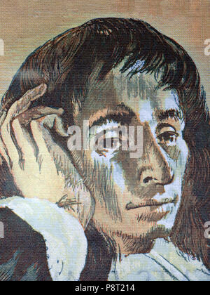 Blaise Pascal ritratto dal francese denaro Foto Stock