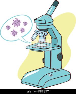 Icona di microscopio in stile appartamento. Illustrazione Vettoriale di microscopio a scuola. Illustrazione Vettoriale