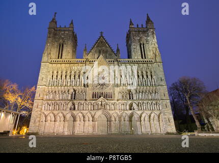 Nidarosi cattedrale nel centro di Trondheim, Norvegia Foto Stock