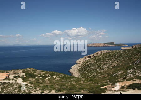 Vista costiera del Mar Mediterraneo su isole Cabrera Maiorca Foto Stock