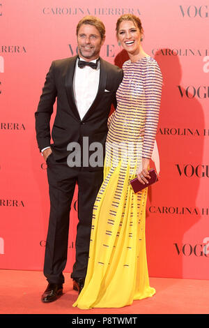 David Ascanio e Laura Sanchez che frequentano la Vogue trentesimo anniversario festa a casa Velazquez sulla luglio 12, 2018 a Madrid, Spagna. Foto Stock