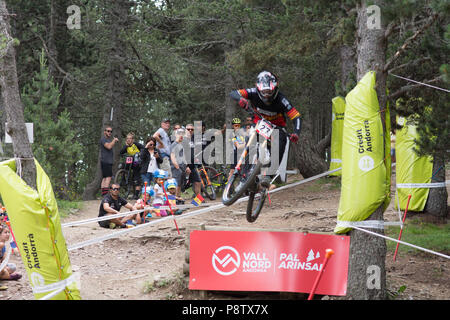 Vallnord, Andorra. 13 luglio 2018. UCI DI COPPA DEL MONDO ANDORRA VALLNORD 2019 Credit: Martin Silva Cosentino/Alamy Live News Foto Stock