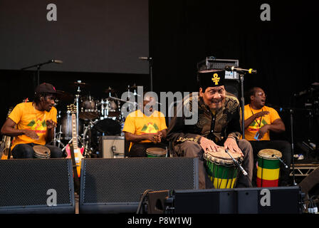 Cornbury giorno del Festival "1 - 13 luglio 2018. Jimmy Cliff esibirsi sul palco, grande Tew station wagon, Oxfordshire, Regno Unito Foto Stock