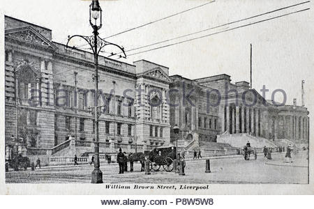 William Brown Street Liverpool, vintage cartolina dal 1904 Foto Stock