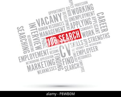 Ricerca di lavoro sullo sfondo di parola Illustrazione Vettoriale