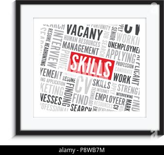 Le competenze professionali parola immagine di sfondo telaio Illustrazione Vettoriale