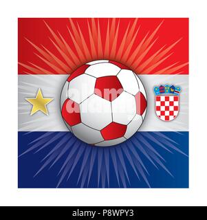 Bandiera della Croazia con sfera di calcio e simboli Illustrazione Vettoriale
