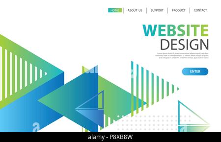 Modello di sito web design e la pagina di atterraggio forme geometriche dello sfondo. Illustrazione Vettoriale per lo sviluppo di applicazioni, mobile, modello di interfaccia utente. Illustrazione Vettoriale