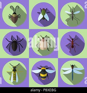Insetti set di icone Illustrazione Vettoriale